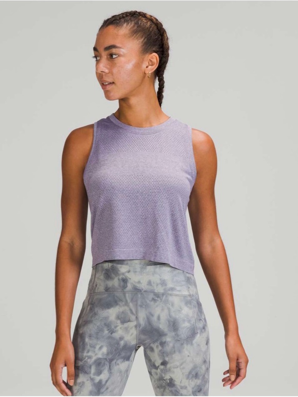 Lululemon SeaWheeze Swiftly Breathe Cropped Tank Top - Asphalt Grey/Lavender Dew